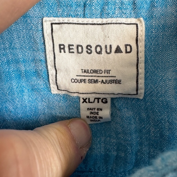 RedSquad Tailored Fit Men's Long Sleeve Cotton Button Up Shirt Blue XL Roll-Tab - Picture 2 of 14